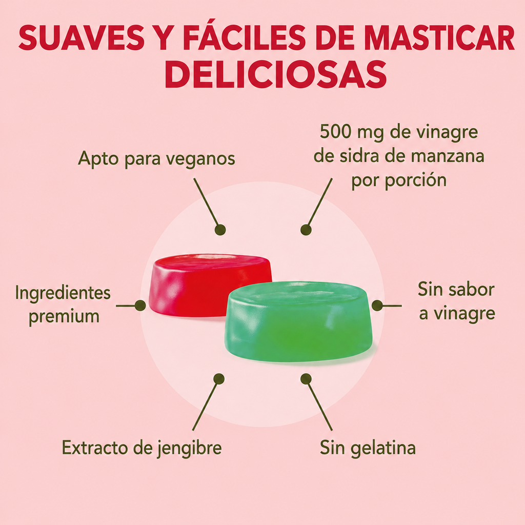 Gummies de Vinagre de Manzana para Digestión y Adelgazamiento – Gomitas Keto Detox 60 Unidades